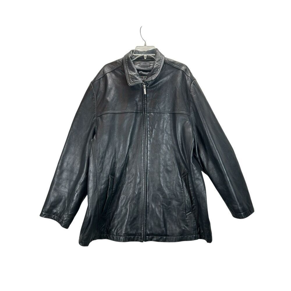 Wilsons Leather Pelle Studio Black Gen. Leather Jacket Men's XXL Oversized 90's